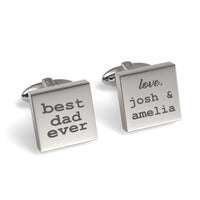 Best Dad Ever with Love Engraved Square Cufflinks