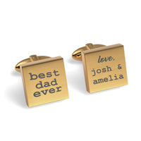 Best Dad Ever with Love Engraved Square Cufflinks