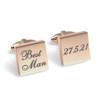 Best Man Wedding Date Engraved Square Cufflinks