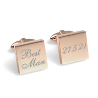 Best Man Wedding Date Engraved Square Cufflinks