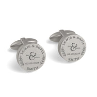 Mr + Mrs Name and Date Engraved Cufflinks