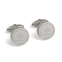 Mr + Mrs Name and Date Engraved Cufflinks