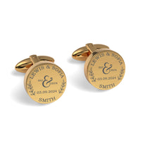 Mr + Mrs Name and Date Engraved Cufflinks