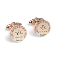 Mr + Mrs Name and Date Engraved Cufflinks