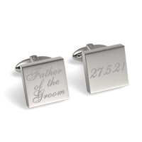 Father of the Groom Wedding Date Engraved Square Cufflinks