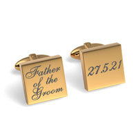 Father of the Groom Wedding Date Engraved Square Cufflinks