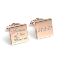 Father of the Groom Wedding Date Engraved Square Cufflinks