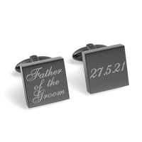 Father of the Groom Wedding Date Engraved Square Cufflinks