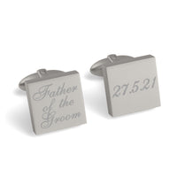 Father of the Groom Wedding Date Engraved Square Cufflinks