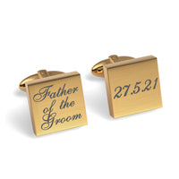 Father of the Groom Wedding Date Engraved Square Cufflinks