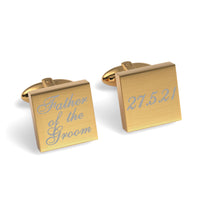 Father of the Groom Wedding Date Engraved Square Cufflinks