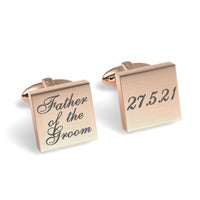 Father of the Groom Wedding Date Engraved Square Cufflinks