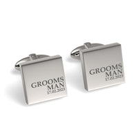 Groomsman & Date Engraved Wedding Square Cufflinks