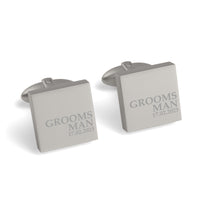 Groomsman & Date Engraved Wedding Square Cufflinks