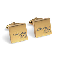 Groomsman & Date Engraved Wedding Square Cufflinks