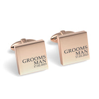 Groomsman & Date Engraved Wedding Square Cufflinks