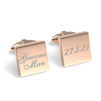 Grooms Man Wedding Date Engraved Square Cufflinks