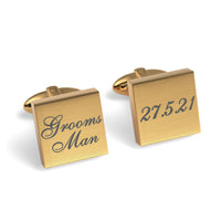 Grooms Man Wedding Date Engraved Square Cufflinks