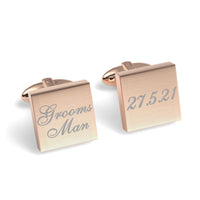 Grooms Man Wedding Date Engraved Square Cufflinks