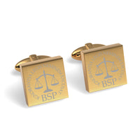 Lawyer's Initials and Legal Maxims Engraved Cufflinks