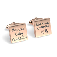 Own Handwriting Custom Engraved Square Cufflinks