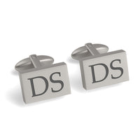 Two Initials Engraved Rectangle Cufflinks