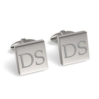 Two Initials Engraved Square Cufflinks