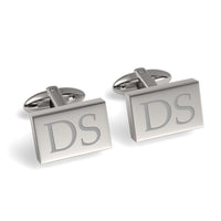 Two Initials Engraved Rectangle Cufflinks