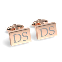 Two Initials Engraved Rectangle Cufflinks