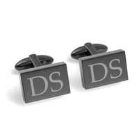 Two Initials Engraved Rectangle Cufflinks