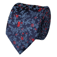 Navy/ Red Small Floral Tie