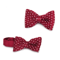 Kids Knit Bow Tie - Maroon/White Dot