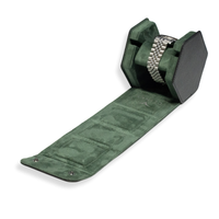 Hex Leather Watch Roll 1 Slot in Black/Green