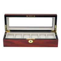 6 Slots Wooden Watch box with glass window Watch Boxes Clinks