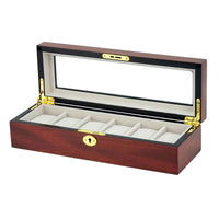 6 Slots Wooden Watch box with glass window Watch Boxes Clinks