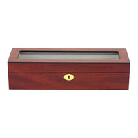 6 Slots Wooden Watch box with glass window Watch Boxes Clinks