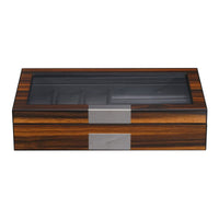 6 Slots Watch Box with Cufflinks and Sunglasses Storage in Ebony Wood Watch Boxes Clinks