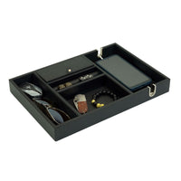 Black Vegan Leather Valet Tray Watch Boxes Clinks Australia