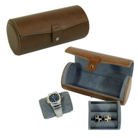 Brown Leather Travel Watch Roll Case