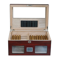 100 CT Cherry Wooden Cigar Humidor Box with Digital Hygrometer Cigar Boxes Clinks