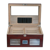 100 CT Cherry Wooden Cigar Humidor Box with Digital Hygrometer Cigar Boxes Clinks