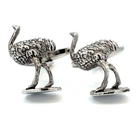 Emu Cufflinks in Antiqued Silver