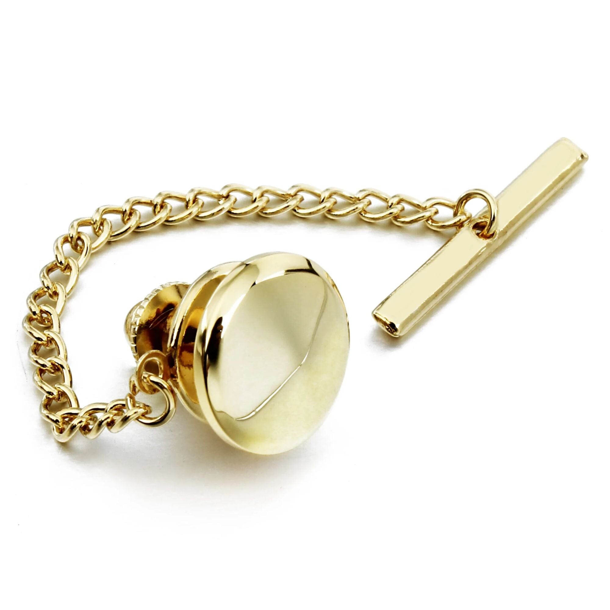 Gold Round Tie Tack Lapel Pin Clinks 