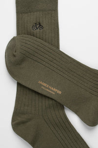 See SK3008 Olive Ribbed Socks Socks James Harper Collingwood