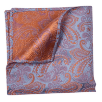 Blue/Orange Paisley Pocket Square