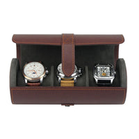 Seconds - Watch Roll Case for 3 in Dark Brown Vegan Leather (b) Seconds Clinks