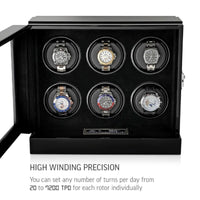 Seconds - Sydney Watch Winder Box for 6 Watches in Black (e) Seconds Clinks