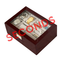 Seconds - 50 Pair Cufflink and Watch Box Double Decker Mahogany (a) Seconds Clinks