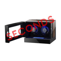 Seconds - Sydney Watch Winder Box for 2 Watches in Black (b) Seconds Clinks