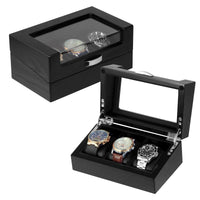 Seconds - 3 Slots Black Wooden Watch Box Seconds Clinks